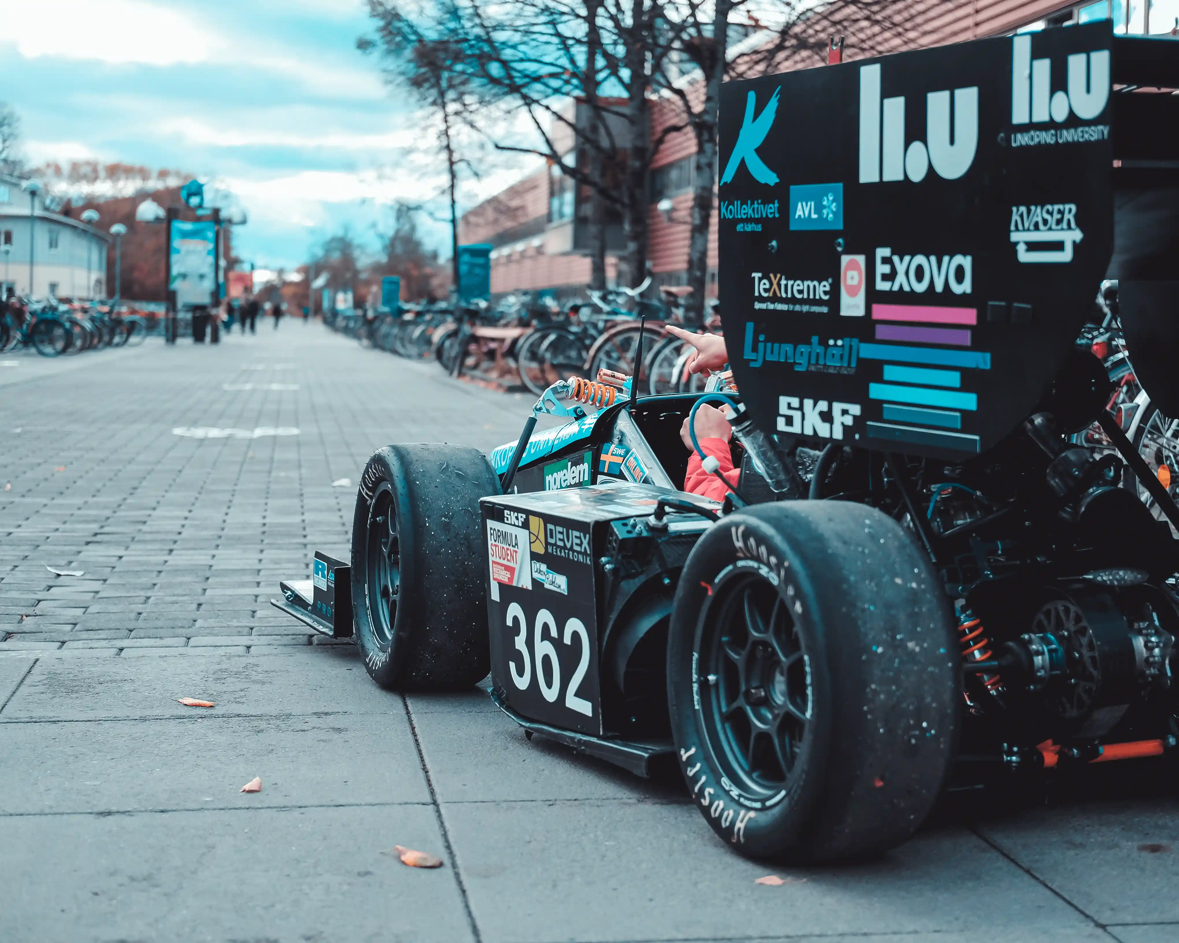 LiU Formula Student members gathered in the workshop